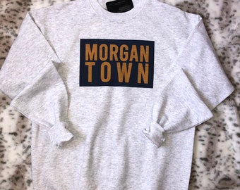 Morgantown Block letter Retro Box Logo / Crewneck Sweatshirt / Sublimation design