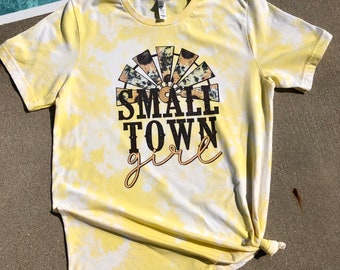 Small Town Girl Bleached Graphic T-Shirt / Bella+Canvas / Sublimation / Living in a lonely world she took a midnight train going anywhere