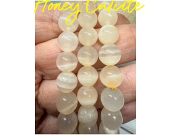 Honey Calcite Crystal Bracelet | Handmade 8mm Natural Beads