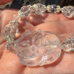 Beautiful Clear Quartz DIY Bracelet with Nine Tailed Fox - Silver accessories - Crystal energy healing