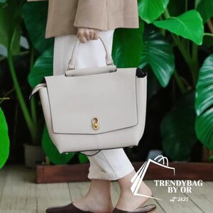 Genuine Leather Tote Bag for Women – Simple Large Capacity Shoulder Handbag, Elegant Minimalist Commuter Purse, Everyday Office Bag