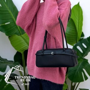 Sac à bandoulière baguette • Sac à main en cuir pour femme • Sac à main de créateur • Sac sous les bras • Cuir véritable • Petit sac à main • Cadeau pour elle