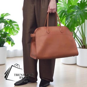 Große Leder Tragetasche für Damen | Handgefertigte Minimalistische Umhängetasche | Stilvolle Handtasche für jeden Tag | Top Griff Pendler Arbeitstasche Geschenk