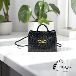 Schicke Leder Crossbody Bag | Geflochtene Detail Handtasche | Vielseitige Schulter Geldbörse | Luxus-Accessoire | Metallschnalle