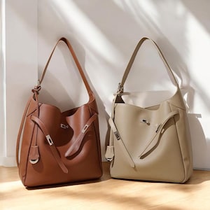 Sac seau en cuir, grand sac à bandoulière, sac bandoulière en cuir, sac de voyage, sac pour ordinateur portable, cadeau pour elle, sac fourre-tout en cuir véritable pour femme