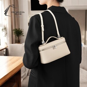 Echtleder Umhängetasche | Luxus-Rindleder Lunch Box Handtasche | Designer-inspiriertes Damen-Accessoire | 2025 Trendige Handtasche