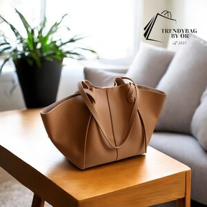 Genuine Leather (Cowhide) Winged Tote Bag – Large Capacity Handbag, Elegant Shoulder Purse for Women, Stylish Work & Everyday Bag