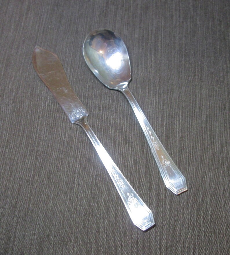 Monroe Silver Plate Sugar Spoon and Butter Knife SEB Three Etsy