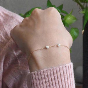 Dainty Diamond Bridal Wedding Bracelet, Minimalist Stacking Line Chain Bracelet, Delicate Bracelet, Anniversary Gift, By the Yard Bracelet