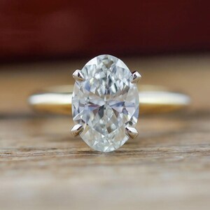 Oval Lab Grown Diamond Ring, Solitaire Diamond Engagement Ring, 14K Yellow Gold Anniversary Gift, Promise Ring for Her, Wedding Gift for Her