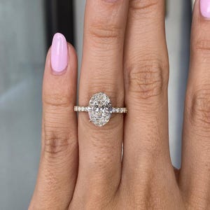 Oval Engagement Ring, Pave Diamond Ring, 925 Sterling Silver Ring, Anniversary Gift, Handmade Jewelry, Ring for Women, Personalized Gift