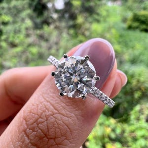 Round Engagement Simulated Diamond Ring, 925 Sterling Silver Ring, Travel Ring for Women Round Cut Wedding Jewelry, Anniversary Gift for Her