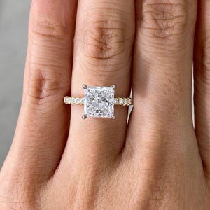Princess Cut Lab Grown Diamond Ring: 14K Gold CVD Wedding Ring