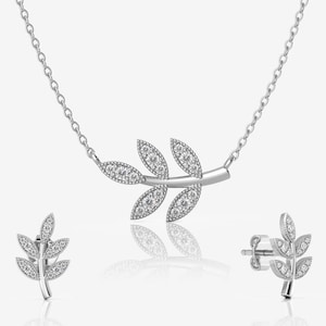 Bridal Jewelry Set, Silver Earring and Necklace Jewelry Set for Brides, Earring Necklace Wedding Jewelry, Anniversary Set, Personalized Set