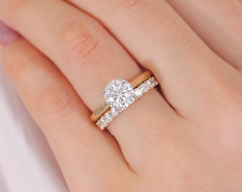 Sterling Silver Solitaire Simulated Diamond Ring Set with Band