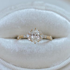 Oval Cut Simulated Diamond Engagement Ring: Art Deco Sterling Silver
