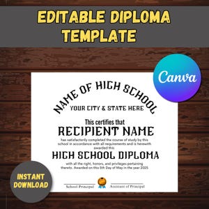 Abitur, Abschlussdiplom, bearbeitbares Diplom, druckbares Diplom Canva-Vorlage, Abschlusskarte, Diplom
