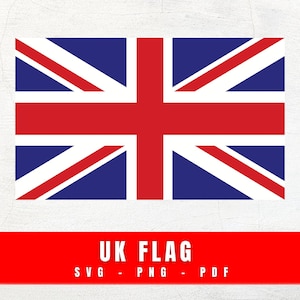 Drapeau du Royaume-Uni SVG, Union Jack SVG, fichier svg drapeau de la Grande-Bretagne, drapeau du Royaume-Uni png, drapeau de l'Angleterre fichiers coupés pour Cricut & Sublimation Design