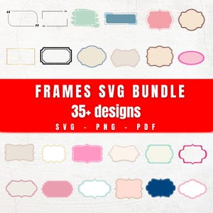 35+ Rahmen svg Bundle | Label svg Schnittdateien | Clipart-Rahmen PNG PDF SVG | Cricut Silhouette Rahmen svg | Digitale Etikettenvorlagen Download