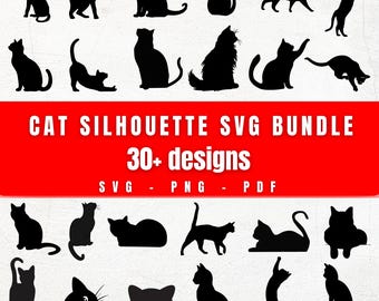 Cat silhouette svg, black cat, Cat vector file, Clipart, svg bundle, svg files, Digital Download, Digital art, Editable Bundle