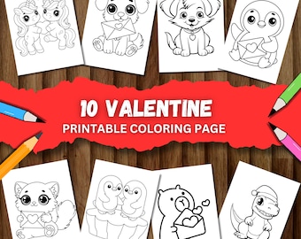Valentinstag Malseiten oder Buch für Kinder, Malseiten für Kleinkinder, Vorschulkinder, Kleinkinder Malbuch, Kinderaktivität, Kindergarten beschäftigt Buch