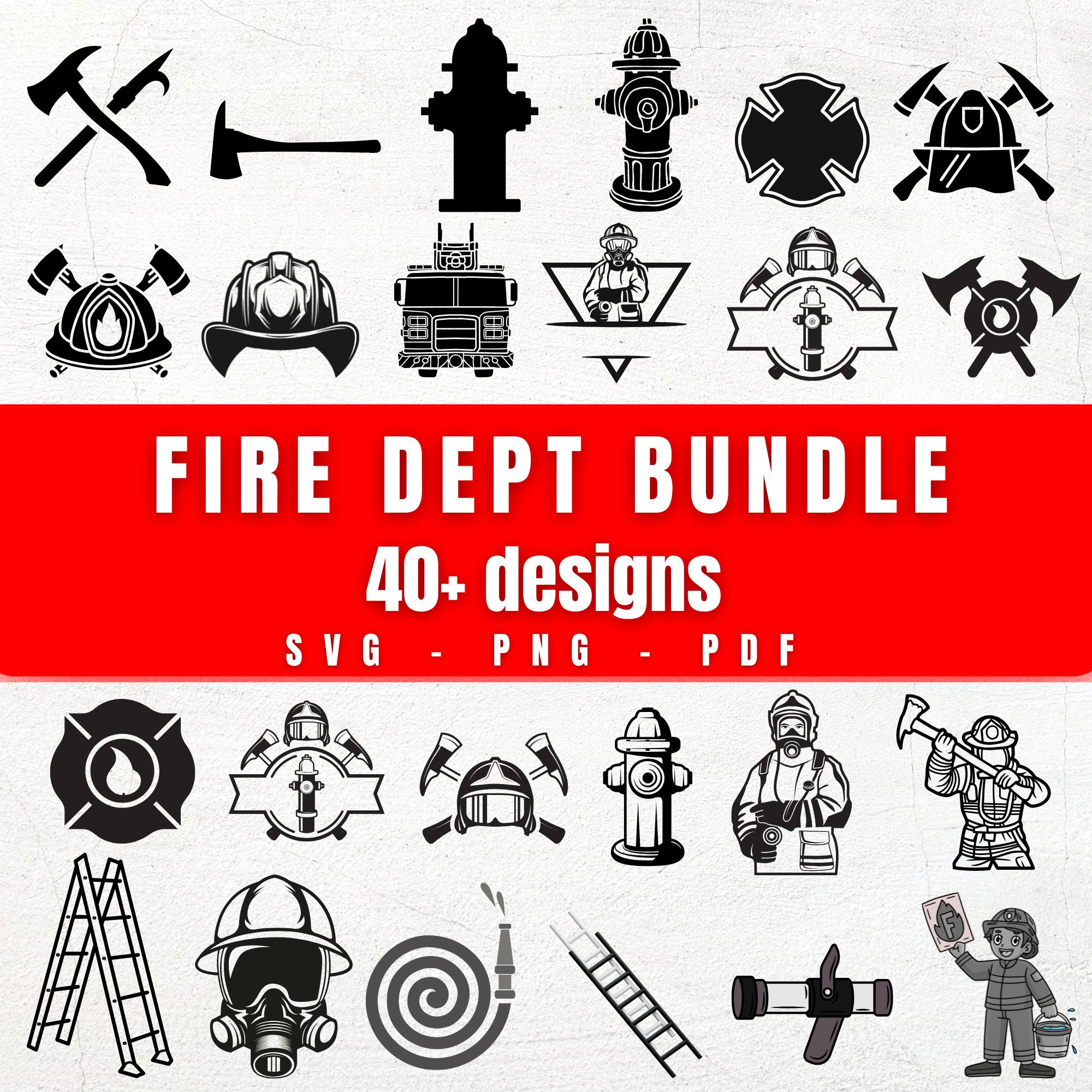 Fire Department Svg Bundle | 40+ Firefighter Designs | Fireman Clipart ...