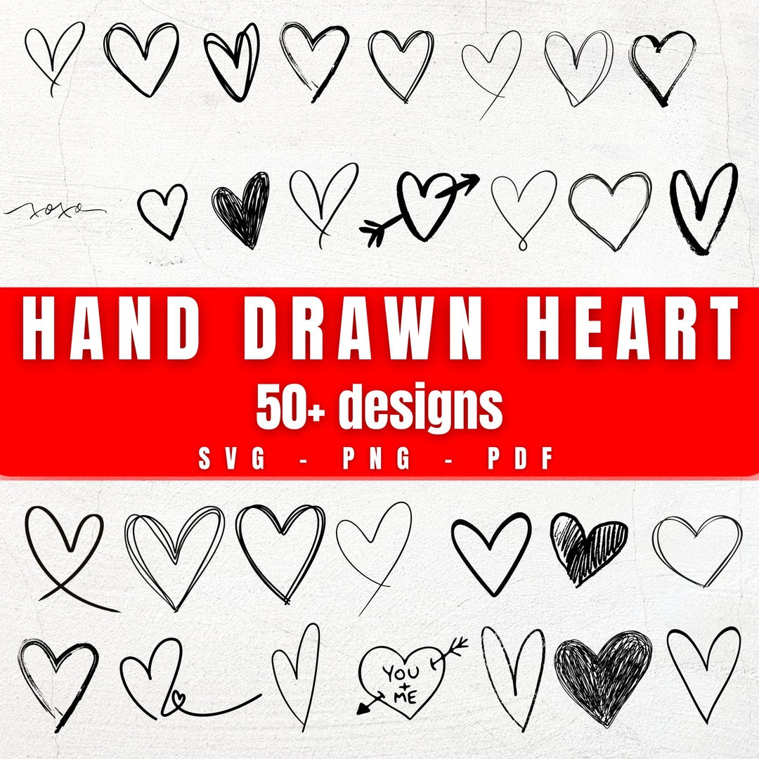 Hand Drawn Heart Svg Bundle, Heart Svg, Valentine Svg, Love Sign, Svg ...