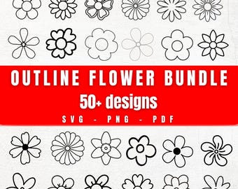 Outline Flower svg, Flower SVG Bundle, flowers t shirt design, Wildflower svg file, gardening flower icons, flower cliparts, Floral bundle