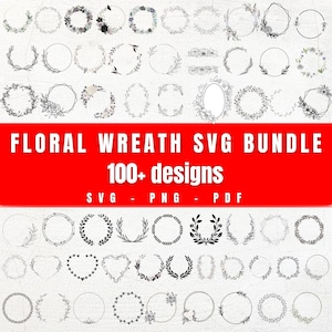 100+ bloemenkrans svg, krans svg bundel, cirkel svg bundel, hart lauwerkrans svg, bruiloft krans svg, krans monogram svg cirkelframe