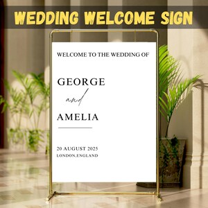 Minimalist Wedding sign , Editable Wedding Signage, Welcome Sign Template, Wedding Welcome Sign,Welcome Entrance Sign Board,instant download