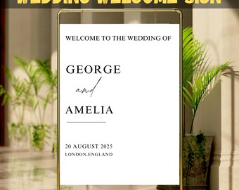 Letrero de boda minimalista, letrero de boda editable, plantilla de letrero de bienvenida, letrero de bienvenida para boda, letrero de entrada de bienvenida, descarga instantánea