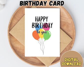Happy birthday cards, Digital greeting card, Print at home,  Birthday card for her\him, printable greeting card, digital download, Canva