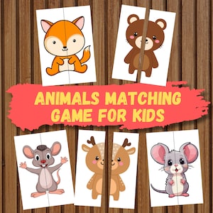 Animals Matching Game for kids, Montessori\Toddler\nursery matching activity, Printable animal games for kids, busy book for kids