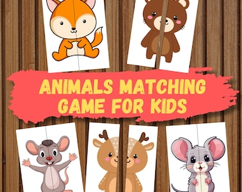 Animals Matching Game for kids, Montessori\Toddler\nursery matching activity, Printable animal games for kids, busy book for kids