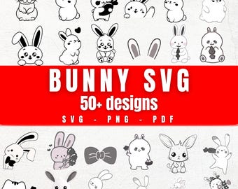かわいいウサギのSVG、イースターバニーのクリップアート、ウサギのSVG、ウサギのPNG、昇華デザイン、クリカットバニーSVG、工芸品用のウサギのカットファイル、SVGファイル