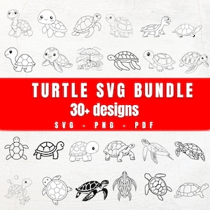Turtle SVG Bundle Sea Turtle SVG Tortoise Clipart Cute Turtle PNG Cricut Cut Files Sublimation Turtle Sticker Designs