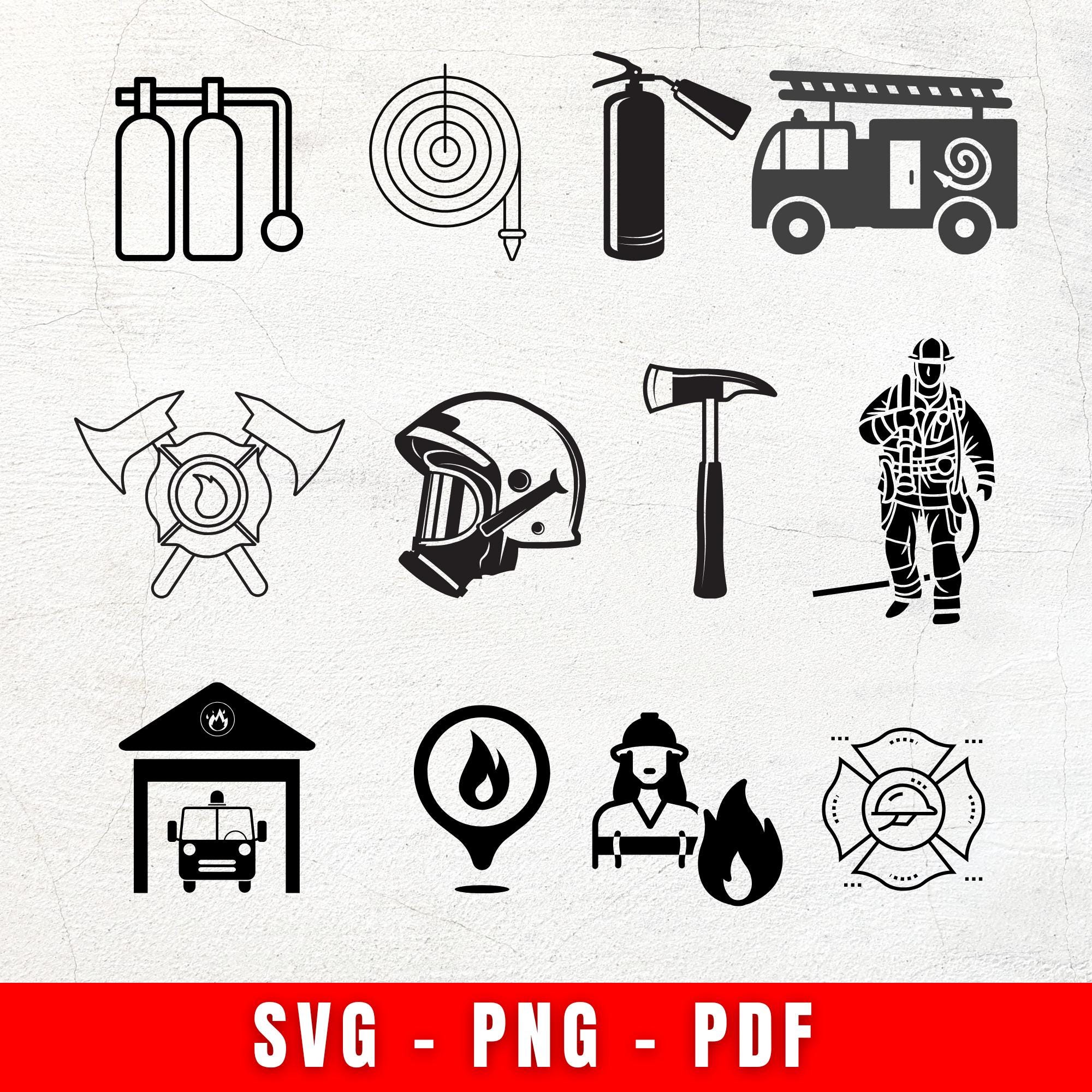 Fire Department Svg Bundle | 40+ Firefighter Designs | Fireman Clipart ...