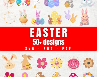 イースターSVGバンドル | バニーSVG | イースターエッグSVG | かわいい春SVG | Cricutカットファイル | イースタークリップアート | Tシャツ、カード、クラフト用SVG
