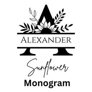 Girassol Split Monograma svg, jpg, png, Floral Monograma Clipart, Girassol Letra Gráfica, Pacote de Alfabeto, Nome Monograma, Uso Comercial