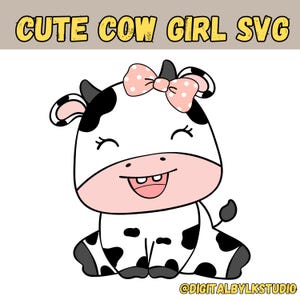 Cow girl SVG, Cow vector file, Cow sublimation design, Cute Cow clipart, Girly Cow png, jpg, svg, Canva template, Cow design for t shirt