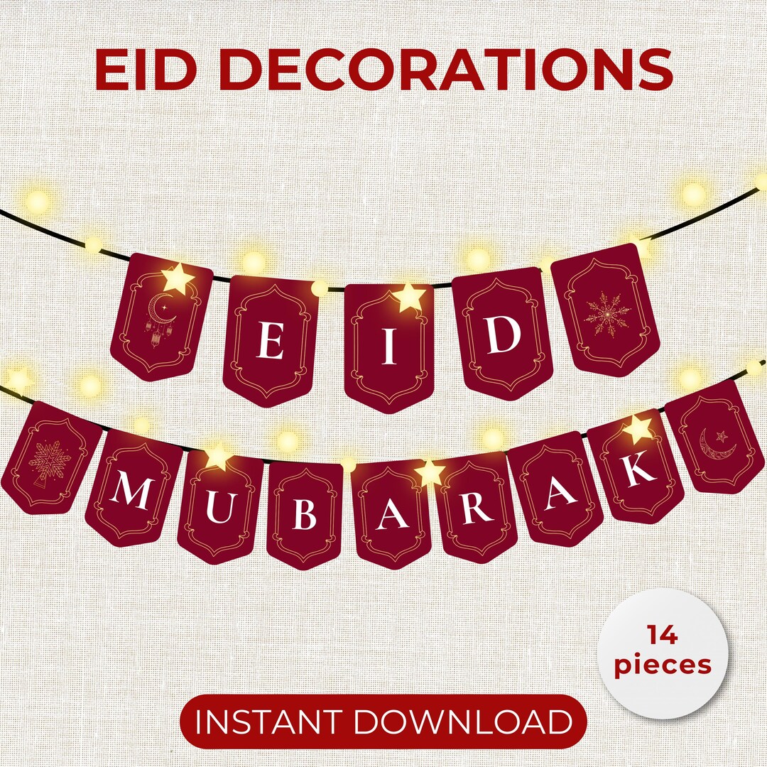Luxury Eid Decorations | Printable Eid Mubarak Decor | Islamic Festive ...
