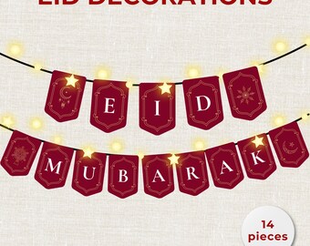 Luxury Eid Decorations | Printable Eid Mubarak Decor | Islamic Festive Banner | Ramadan Party Printables | EID Party Decor| Digital Download