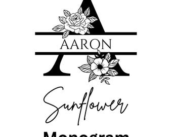 Floral Split Monogram svg, jpg, png, dxf, Flower Monogram Clipart, Floral Letter Graphic, Alphabet Bundle