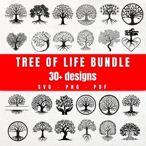 30 Tree of Life SVG Bundle | Sacred Tree Clipart PNG PDF | Tree Symbol Vector Files | Nature Line Art | Digital Tree of life Designs