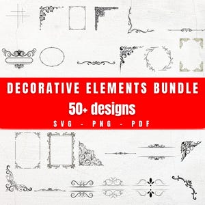 Decorative Elements Bundle Vintage Decorative Corners Ornamental SVG Design Decorative Frame SVG Divider SVG Bundle Flourish Design Border