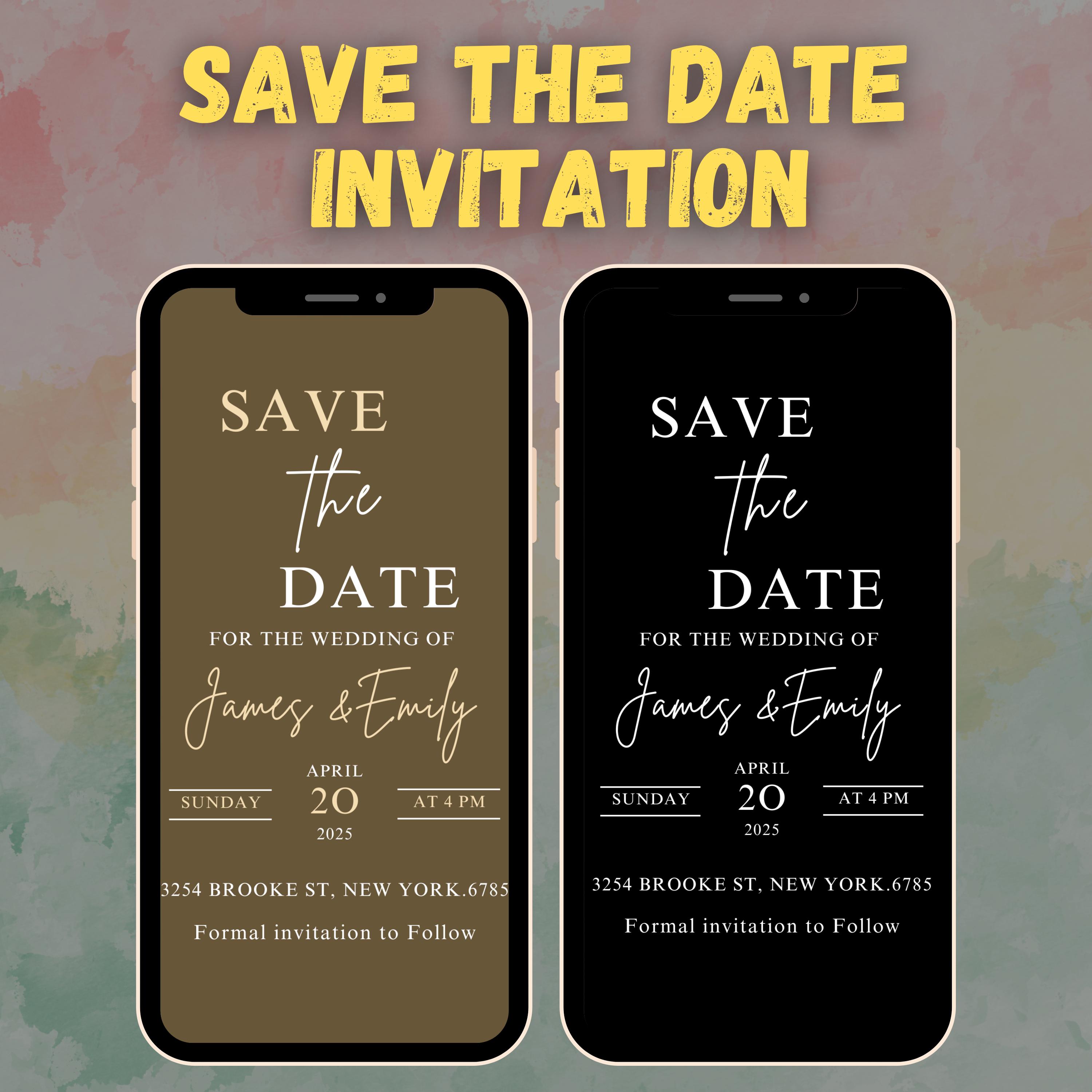 Invitación digital para guardar la fecha, plantilla de invitación de boda, invitación de boda editable, descarga instantánea, invitación imprimible DIY