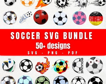 Soccer svg Bundle | 50+ Football Ball SVG PNG PDF | Cricut Soccer Designs | Sublimation Clipart | Instant Download for Shirts & Gifts