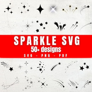 50+ Sparkle SVG Bundle, Glitter Star SVG, Shine Clipart, Sparkle png, Cricut Cut Files, Sparkle pdf for Sublimation & DIY Craft