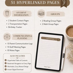 Hyperlinked Teacher Binder | Digital Organizer for GoodNotes (Digital Download)