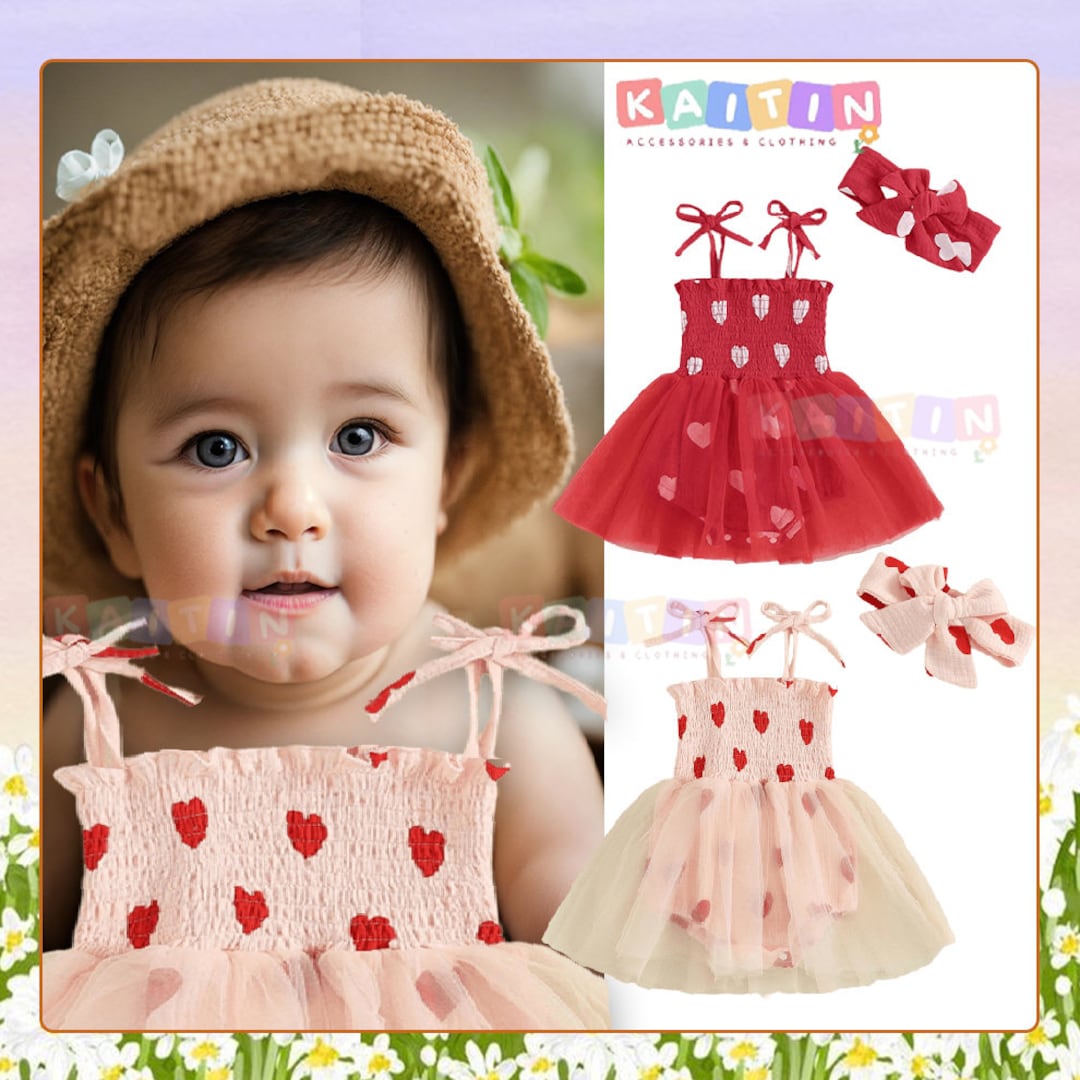 Baby Girl Red Dress, Valentine's Day Outfit, Baby Dress Romper, Cute